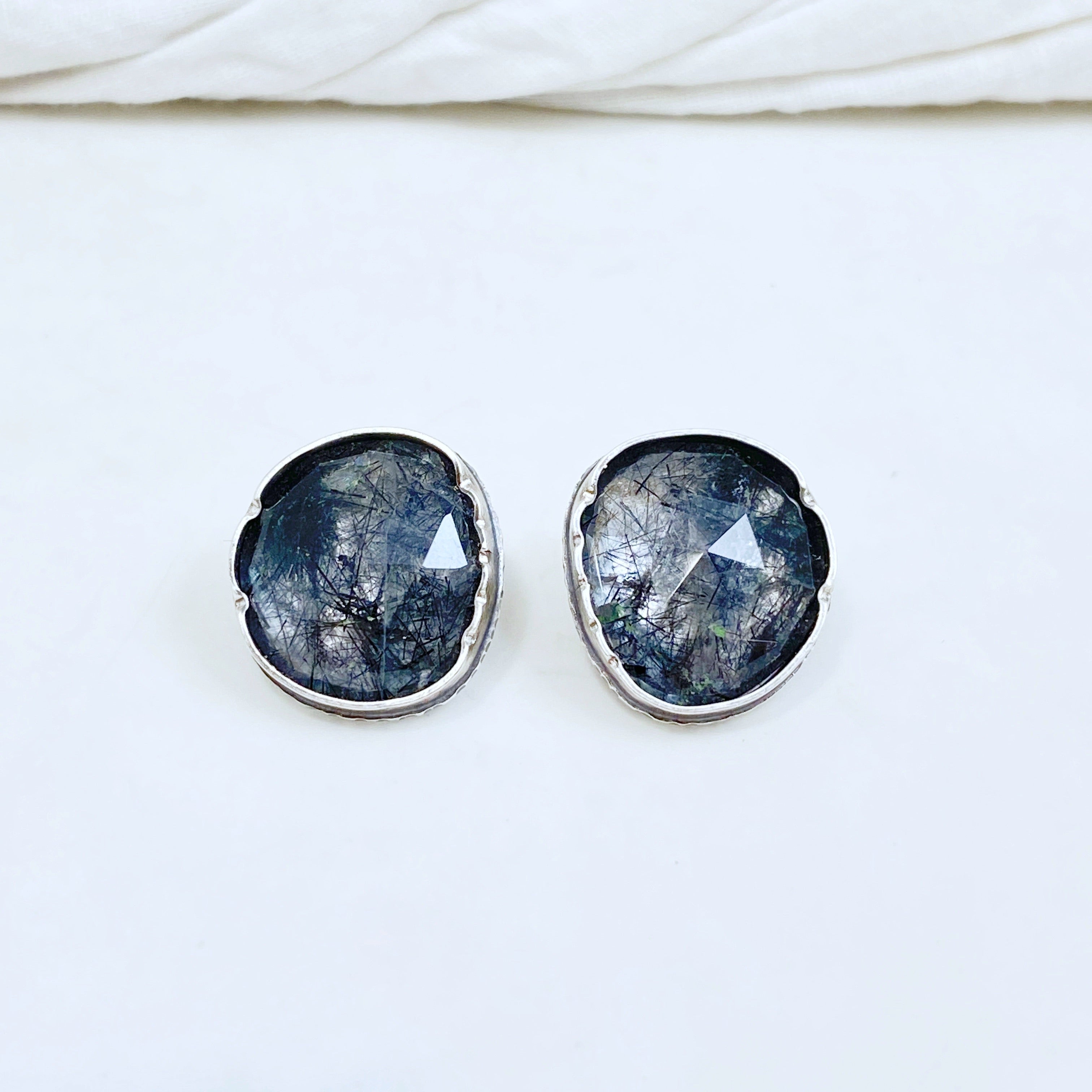 Statement studs in tourmalinated quartz ✨ Eclectic Ethos