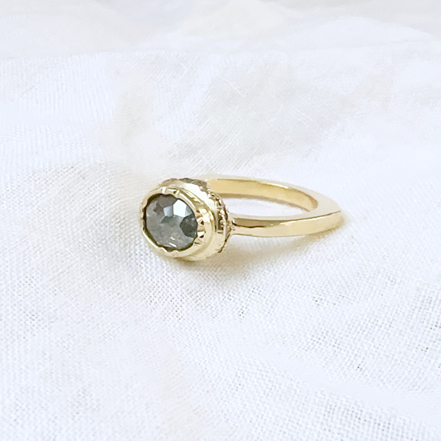 Salt and Pepper Diamond Engagement Ring