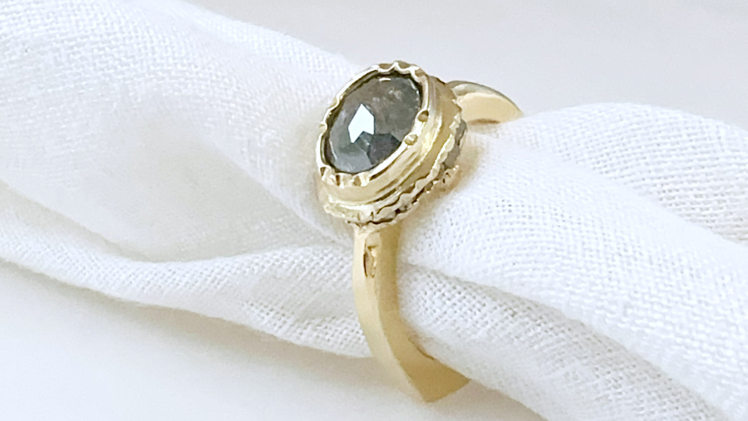 Salt and Pepper Diamond Engagement Ring