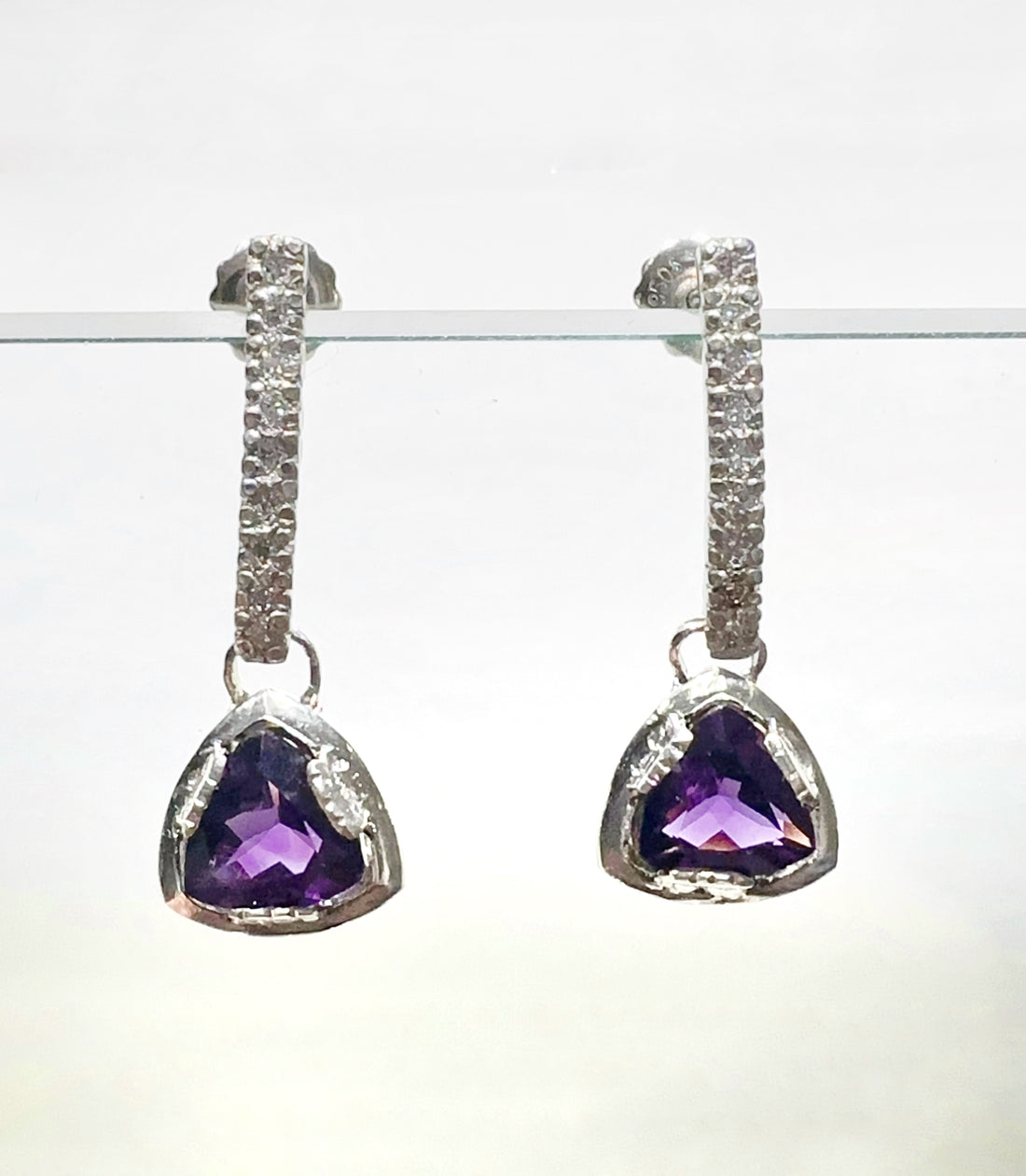 Amethyst and Diamond Earrings in Platinum