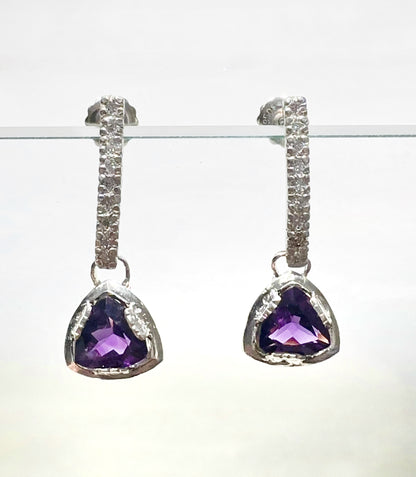 Amethyst and Diamond Earrings in Platinum