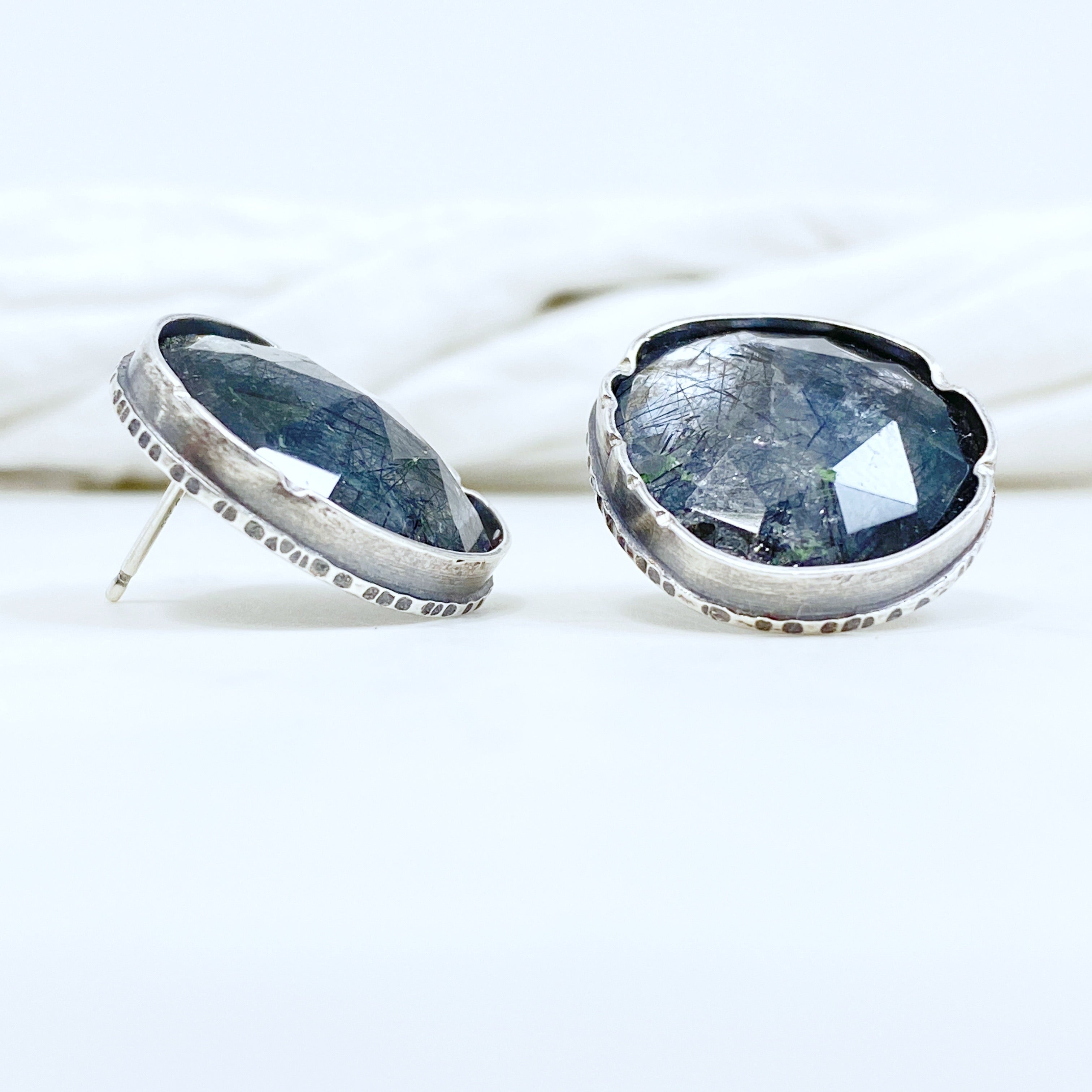 Statement studs in tourmalinated quartz ✨ Eclectic Ethos