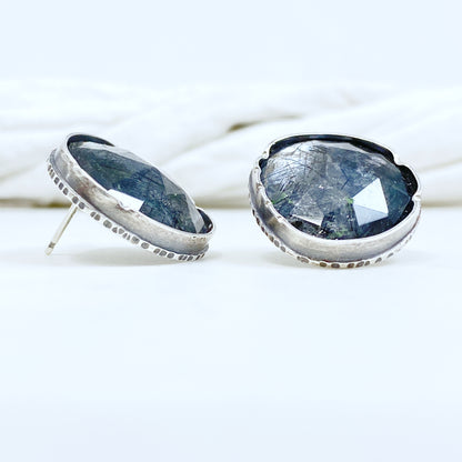 Statement studs in tourmalinated quartz ✨ Eclectic Ethos