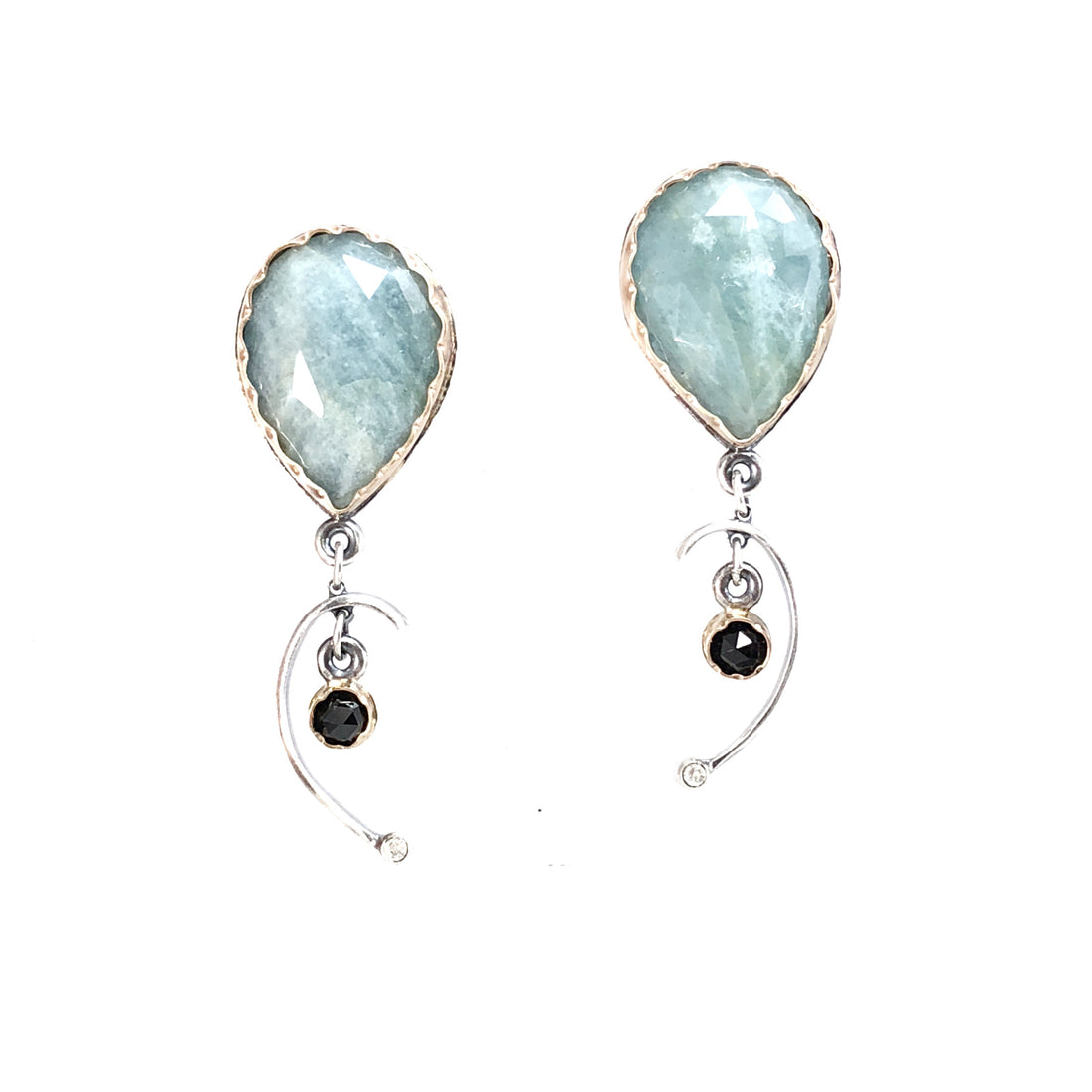 Arise Earrings in Aquamarine, Spinel and Diamonds