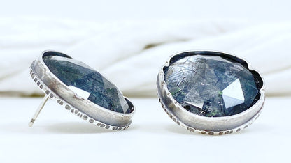Statement studs in tourmalinated quartz ✨ Eclectic Ethos